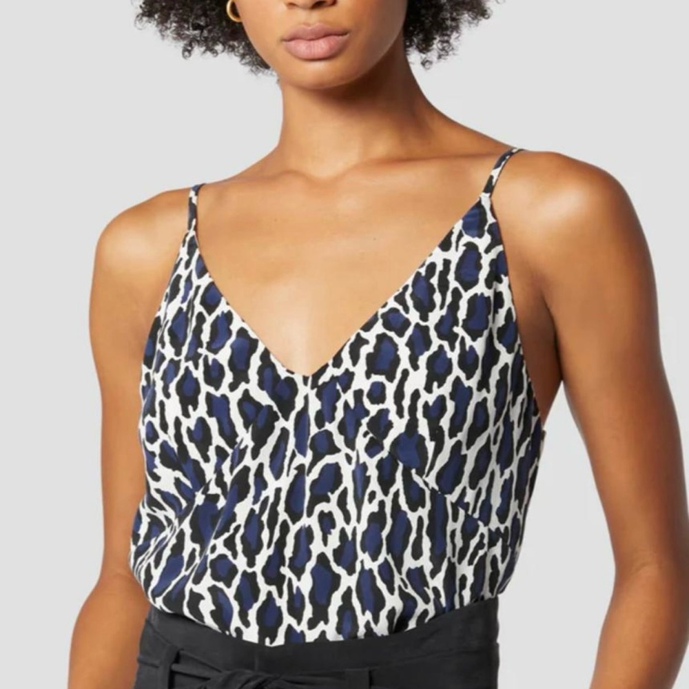 Equipment Blue and White Animal Print Cami